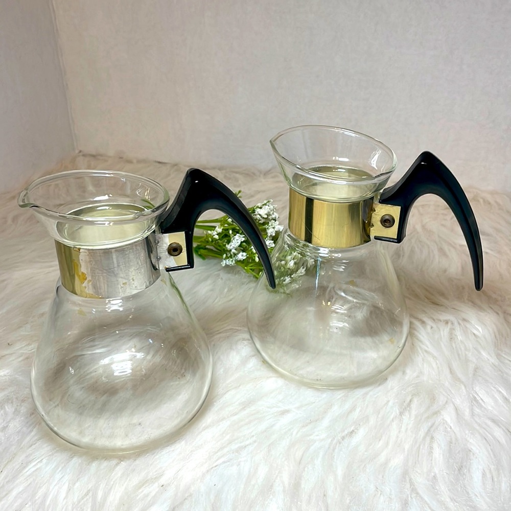 Vintage Corning Heatproof Glass 2 Small Carafes